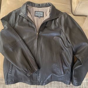 Johnston & Murphy chocolate brown bomber Mens leather coat